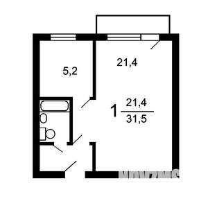 1-к квартира, на длительный срок, 32м2, 2/3 этаж