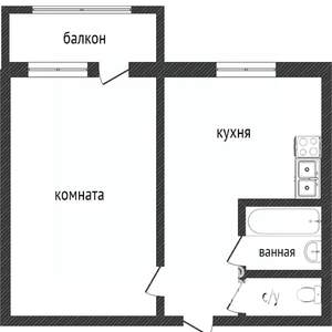 1-к квартира, вторичка, 28м2, 1/9 этаж