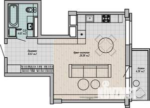 1-к квартира, строящийся дом, 44м2, 9/15 этаж