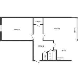 2-к квартира, вторичка, 44м2, 5/5 этаж