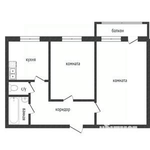 2-к квартира, вторичка, 50м2, 6/9 этаж