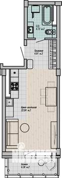 1-к квартира, строящийся дом, 34м2, 14/15 этаж
