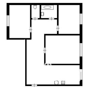 3-к квартира, вторичка, 58м2, 1/5 этаж