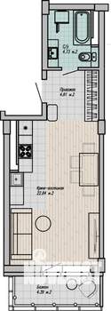 1-к квартира, строящийся дом, 34м2, 6/15 этаж
