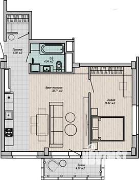 2-к квартира, строящийся дом, 59м2, 12/15 этаж