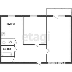 2-к квартира, вторичка, 50м2, 2/5 этаж