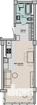 1-к квартира, строящийся дом, 38м2, 2/15 этаж