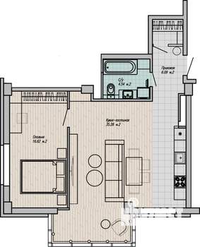 2-к квартира, строящийся дом, 63м2, 2/15 этаж