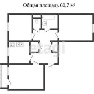 3-к квартира, вторичка, 60м2, 5/9 этаж