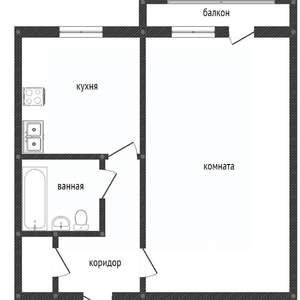 1-к квартира, вторичка, 29м2, 5/5 этаж