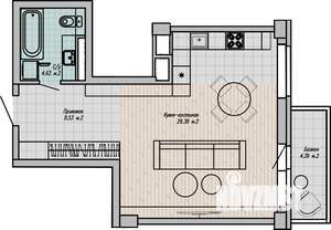 1-к квартира, строящийся дом, 44м2, 2/15 этаж