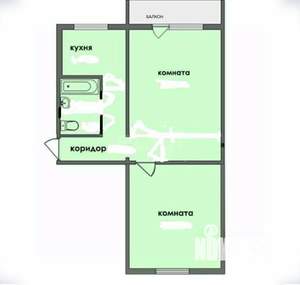 2-к квартира, вторичка, 43м2, 3/5 этаж