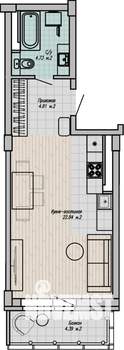 1-к квартира, строящийся дом, 34м2, 6/15 этаж
