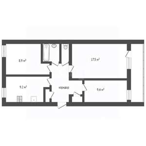 3-к квартира, вторичка, 57м2, 4/5 этаж