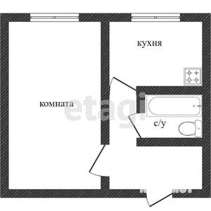 1-к квартира, вторичка, 28м2, 2/5 этаж