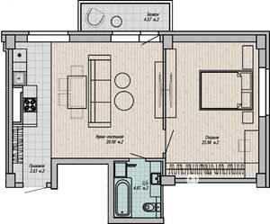 2-к квартира, строящийся дом, 62м2, 2/15 этаж