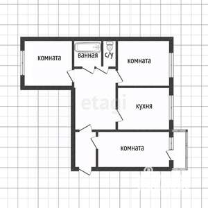 3-к квартира, вторичка, 61м2, 5/9 этаж