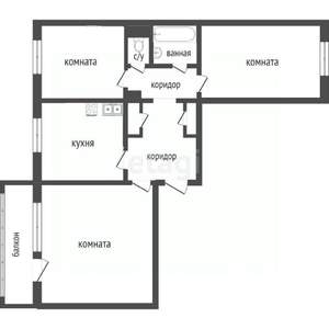 3-к квартира, вторичка, 61м2, 9/9 этаж