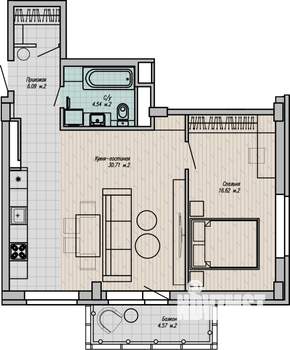2-к квартира, строящийся дом, 59м2, 10/15 этаж
