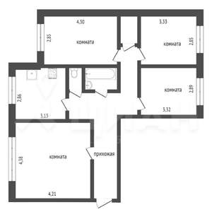4-к квартира, вторичка, 80м2, 7/9 этаж