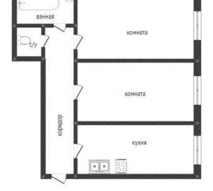 2-к квартира, вторичка, 44м2, 3/3 этаж