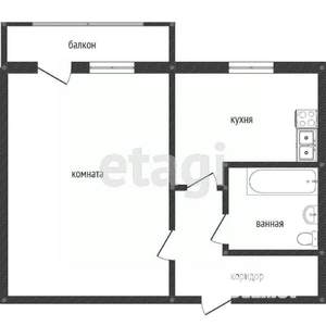 1-к квартира, вторичка, 33м2, 2/5 этаж